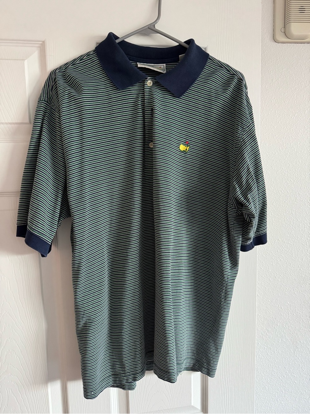 The Masters Golf Polo Green Striped Men’s Large